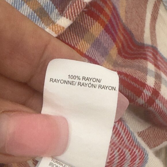 Lucky Brand Womens Plaid Long Sleeve Button-Down Shirt Size 1X Rayon Red & Blue - Picture 4 of 12